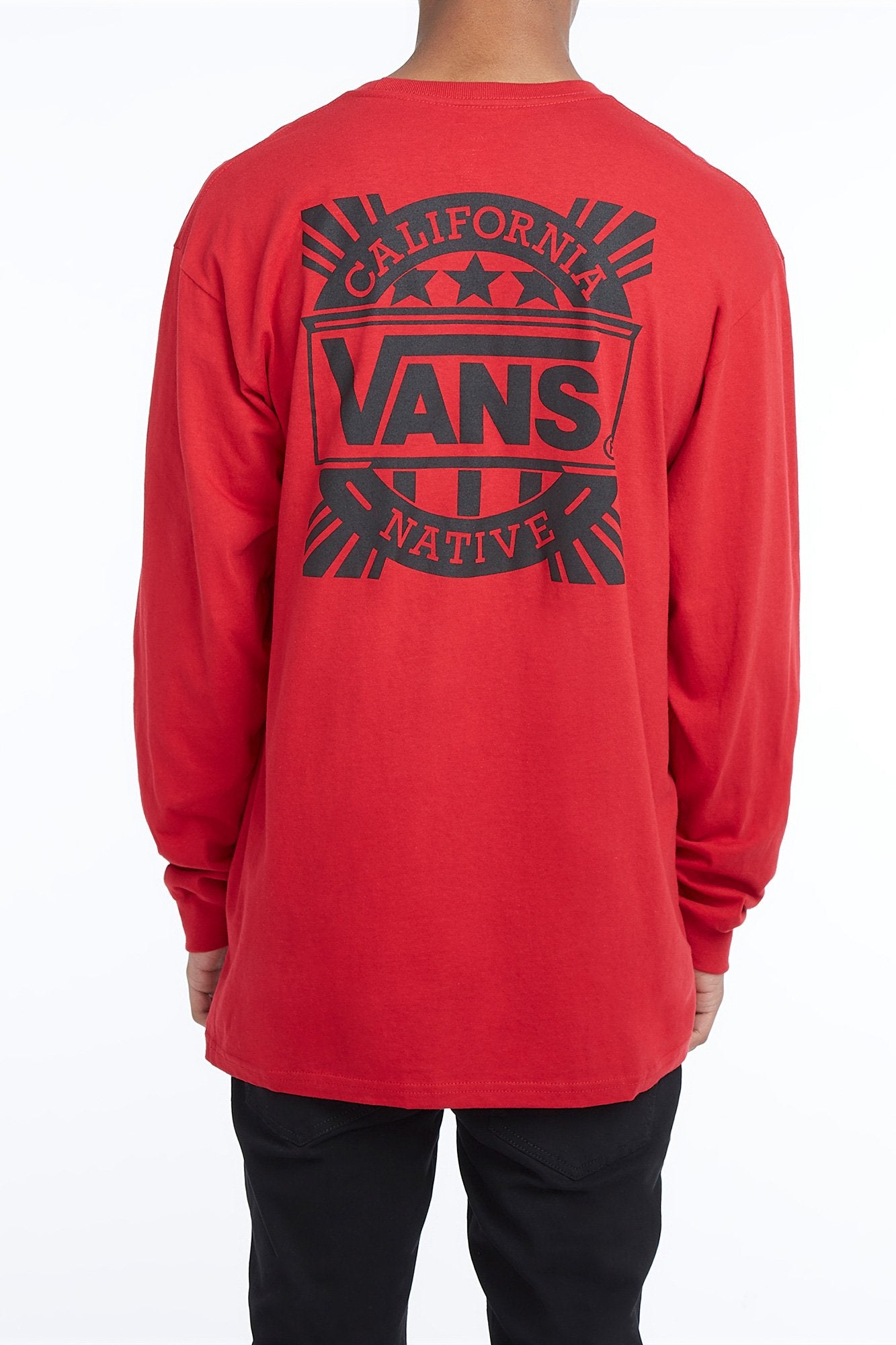Vans Guys Red California Native Long Sleeve Tee