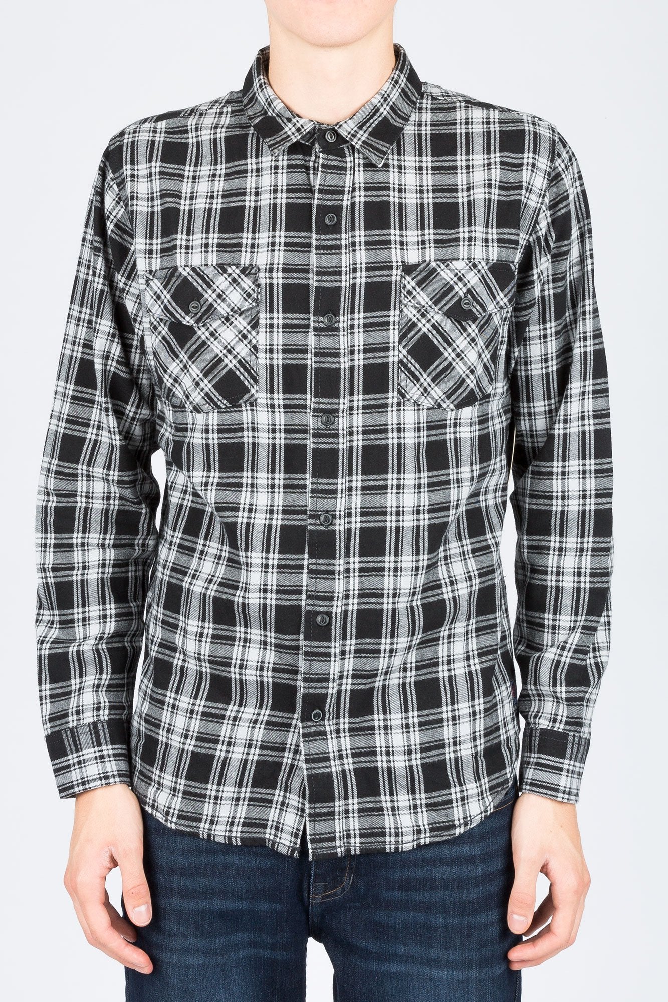 Guys 2-Pocket Plaid Long Sleeve Shirt