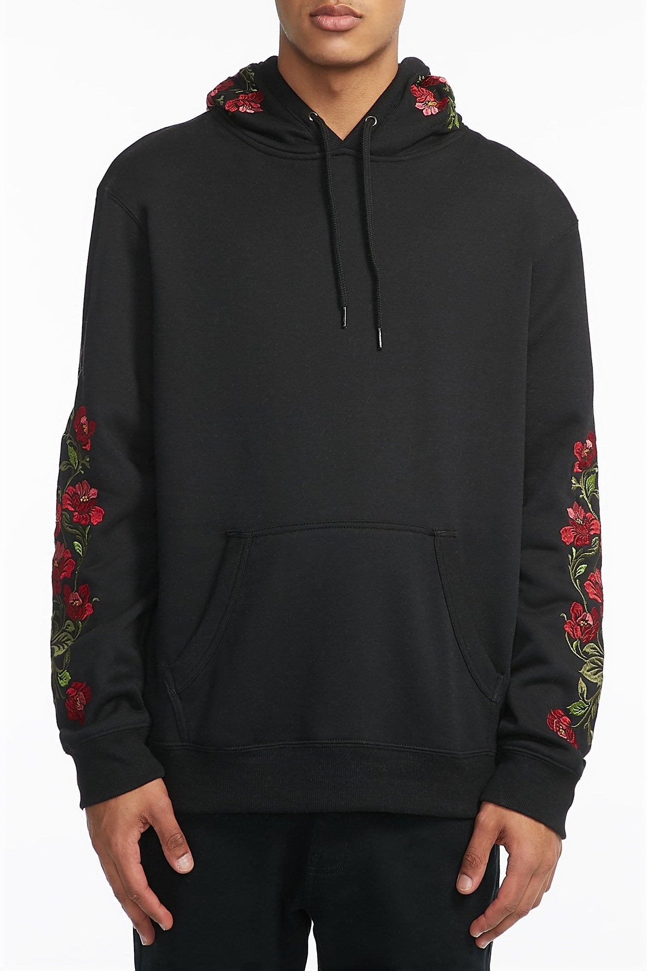 Hoodie with roses on sleeves sale