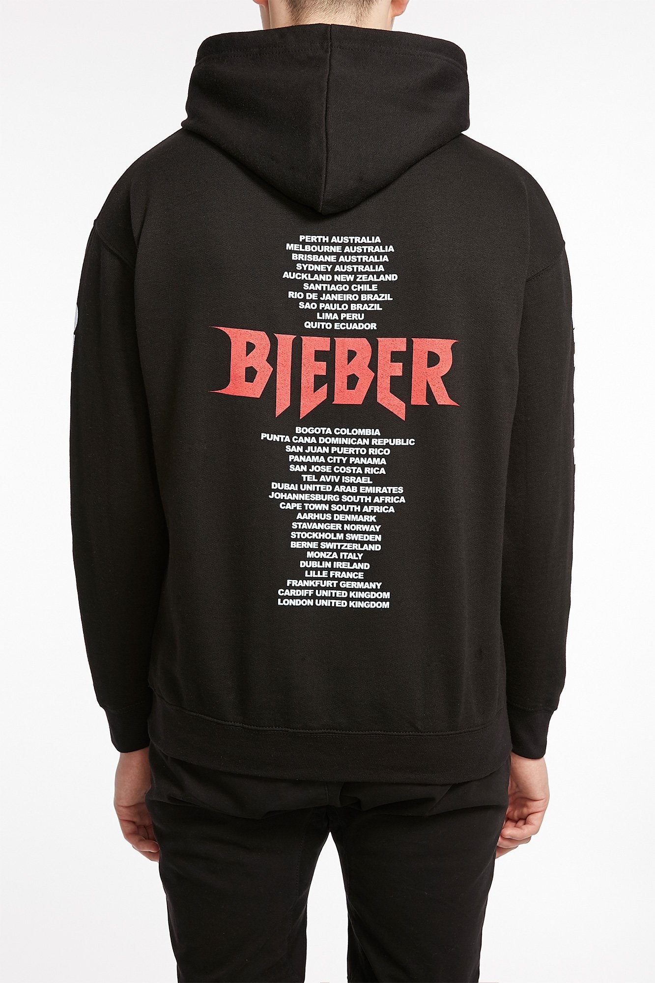 Guys Black Bieber Stadium Tour Hoodie