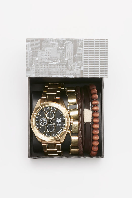 Zoo York Guys Gold-Tone Watch and 4-Bracelet Set