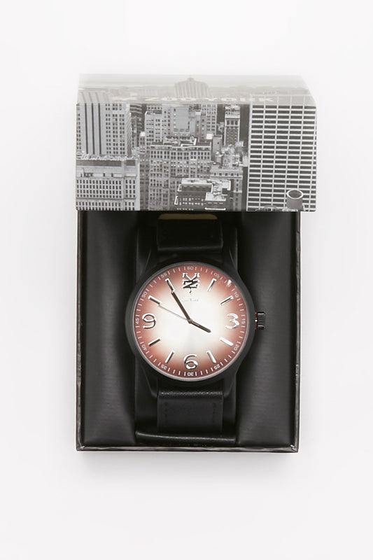 Zoo York Guys Black Leather Brown Dial Watch