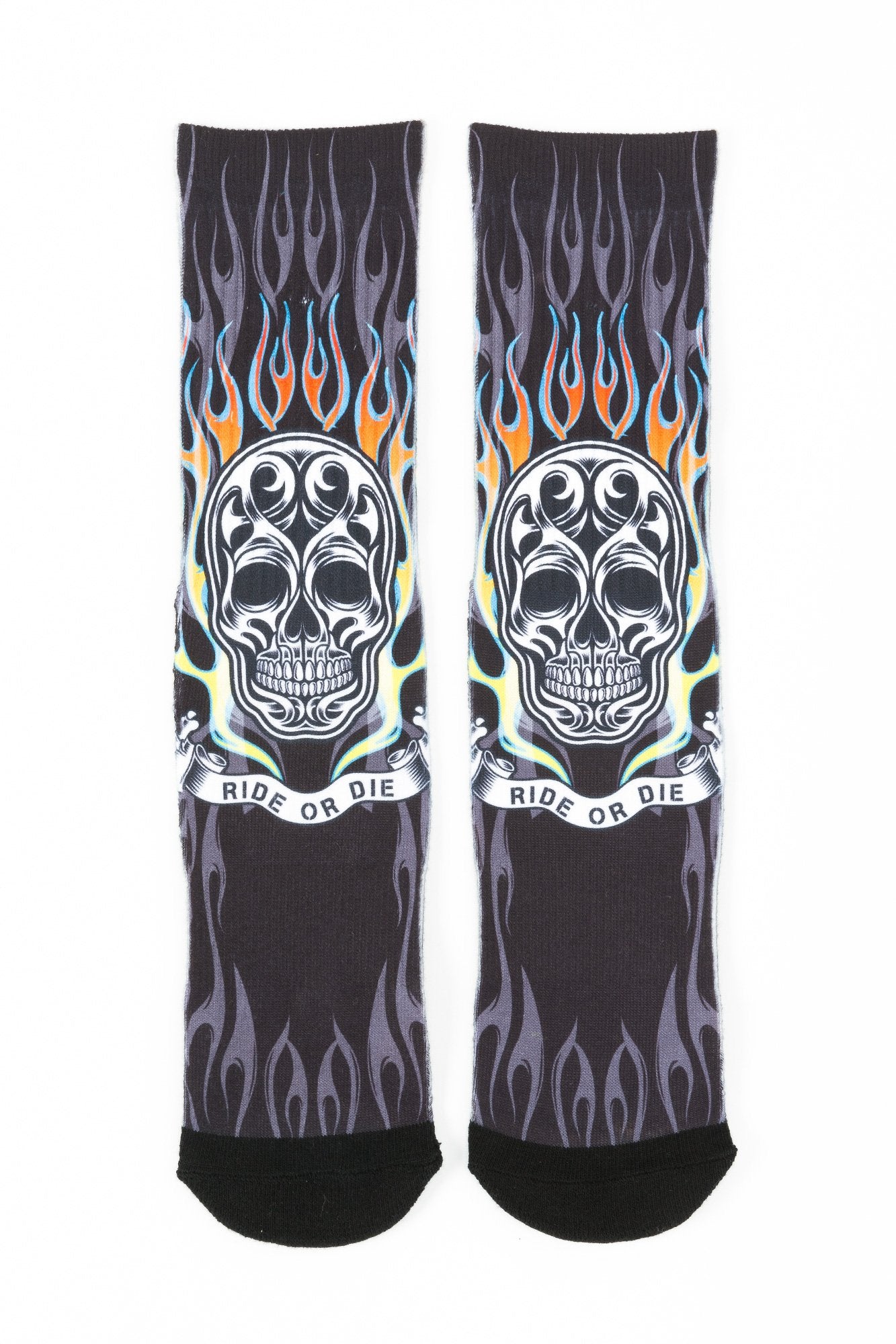 Guys Skull Ride Or Die Print Socks