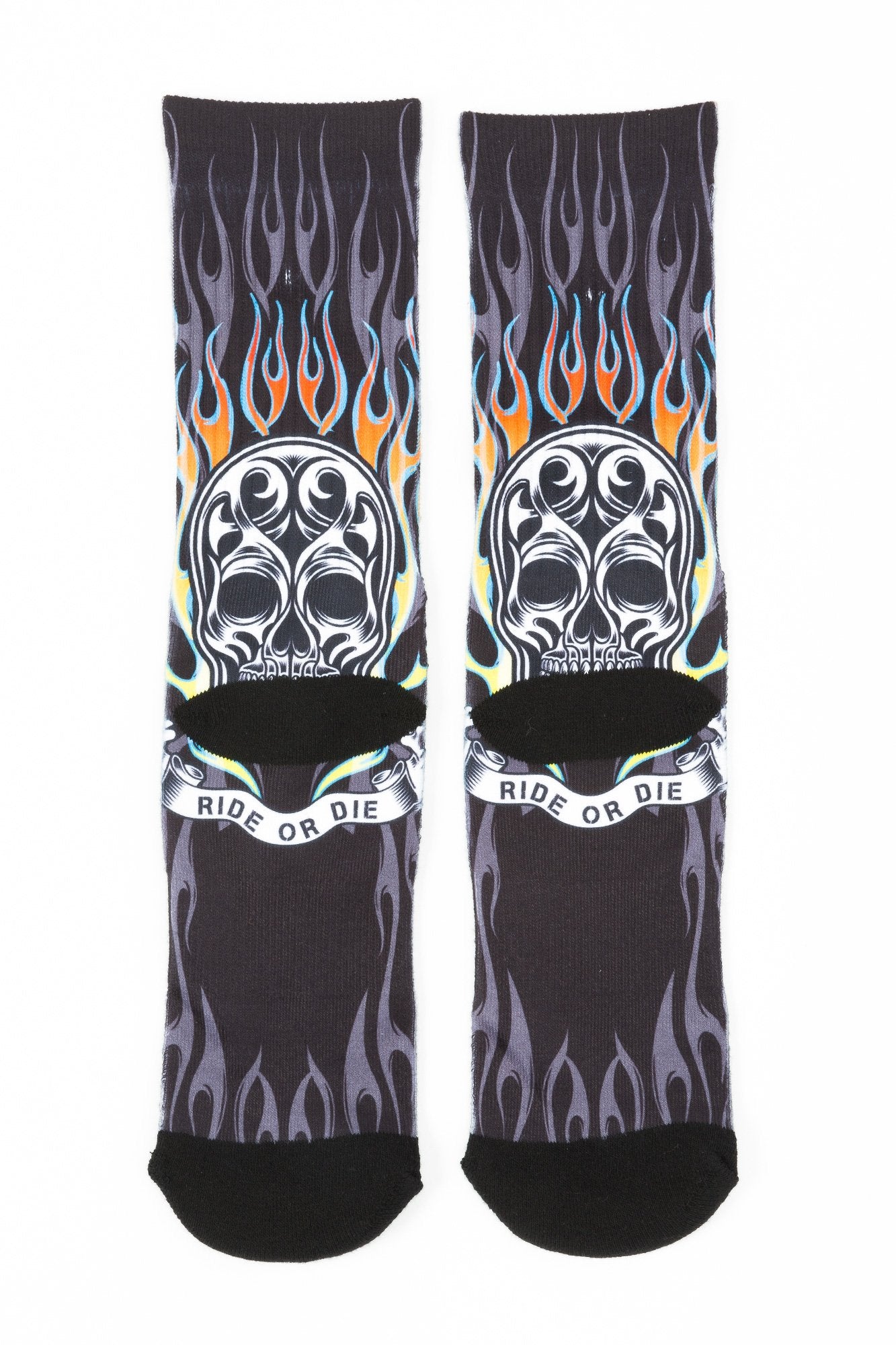 Guys Skull Ride Or Die Print Socks