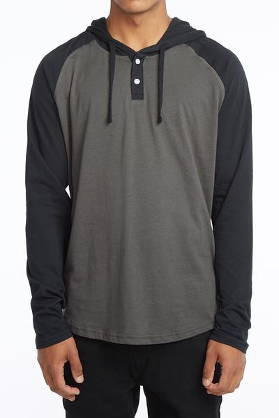 West49 Guys Contrast Henley Hooded Long Sleeve