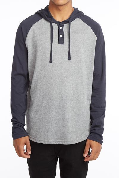 West49 Guys Contrast Henley Hooded Long Sleeve