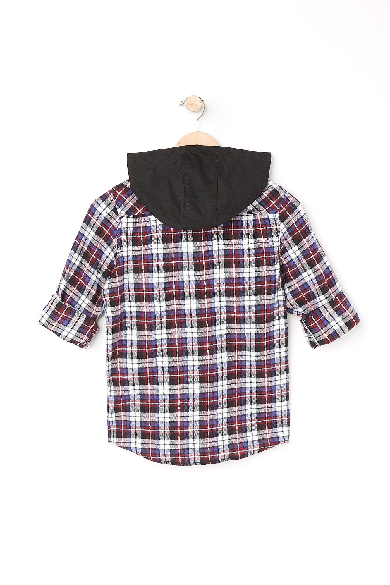 West 49 Youth Plum Hooded Plaid Button-Up Shirt