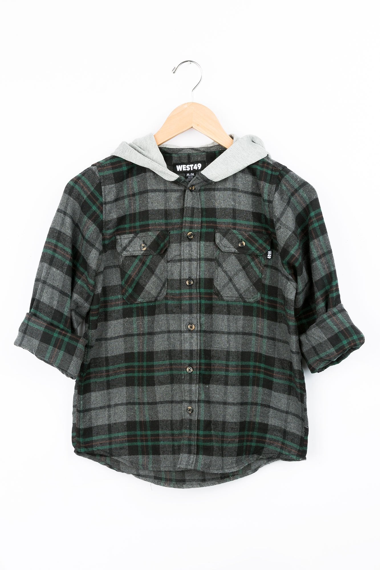 West49 Youth Fleece Hooded Get Lost Flannel Shirt