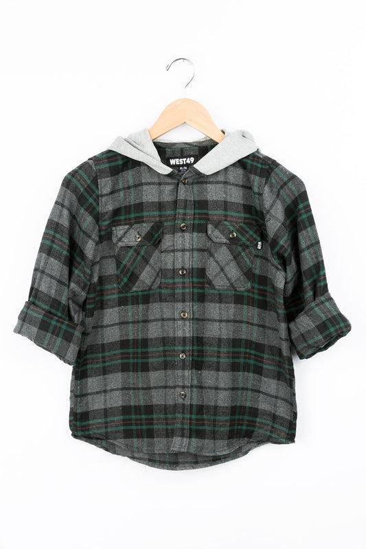 West49 Youth Fleece Hooded Get Lost Flannel Shirt
