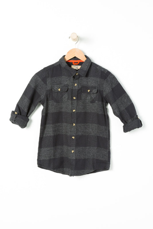 West49 Youth Grey/Navy Stripe Flannel Shirt