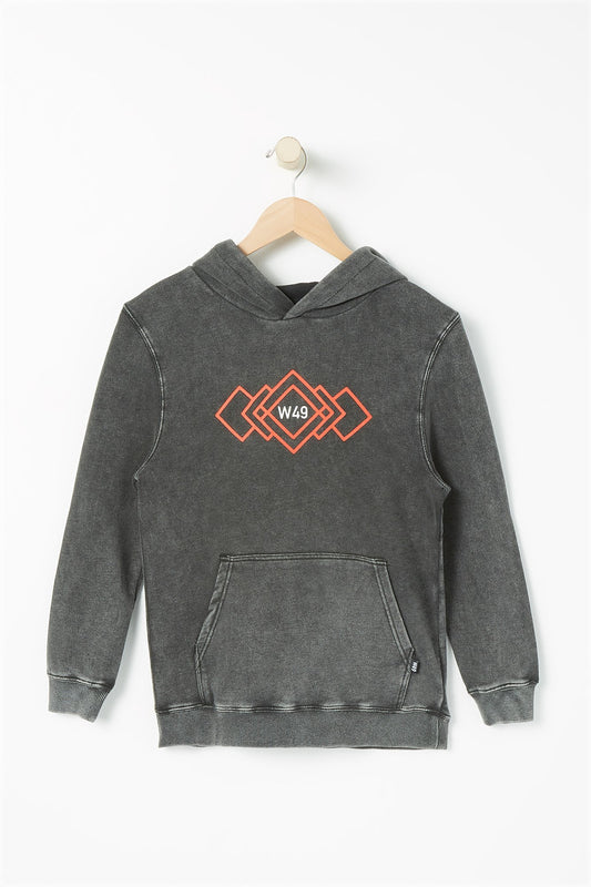 West49 Youth Acid Wash Graphic Leaf Print Popover Hoodie