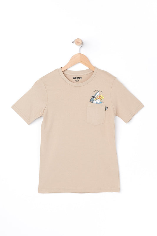 West 49 Youth Resting Pizza Shark Pocket Tee