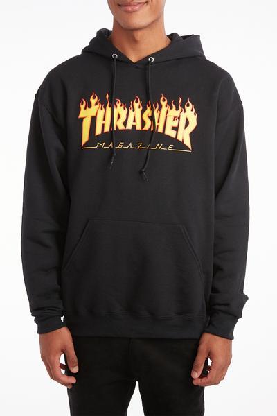 Thrasher Guys Flame Black Hoodie